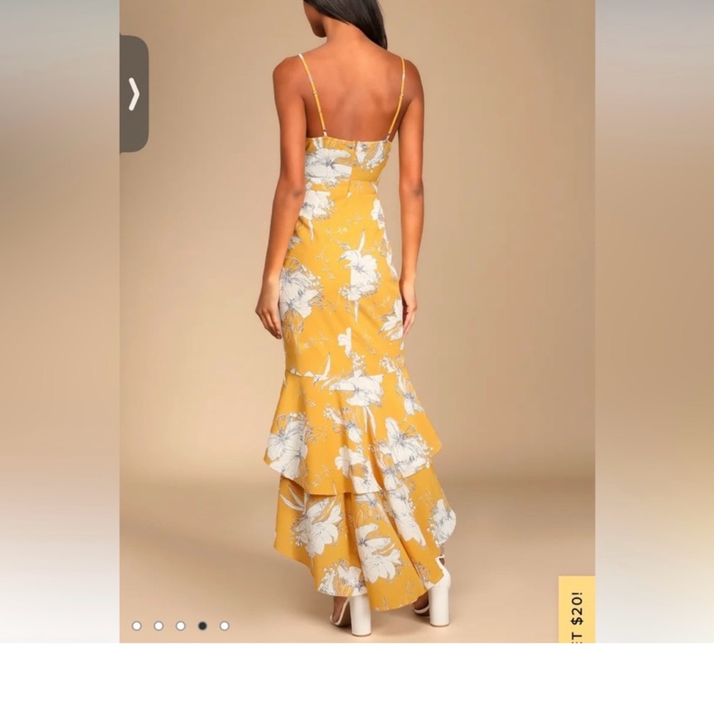 Lulu's Royal Blue  and White Floral Dress hi low size large